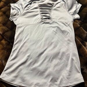 Champion White T-Shirt with Crew Neck Short Sleeves and Ruched Style